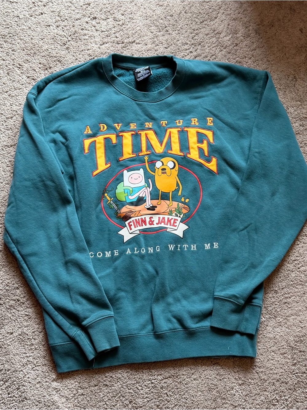 Adventure Time Finn & Jake Graphic Sweatshirt - Teal adult L